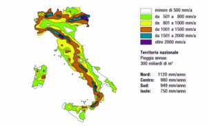 precipitazioni annue medie in Italia